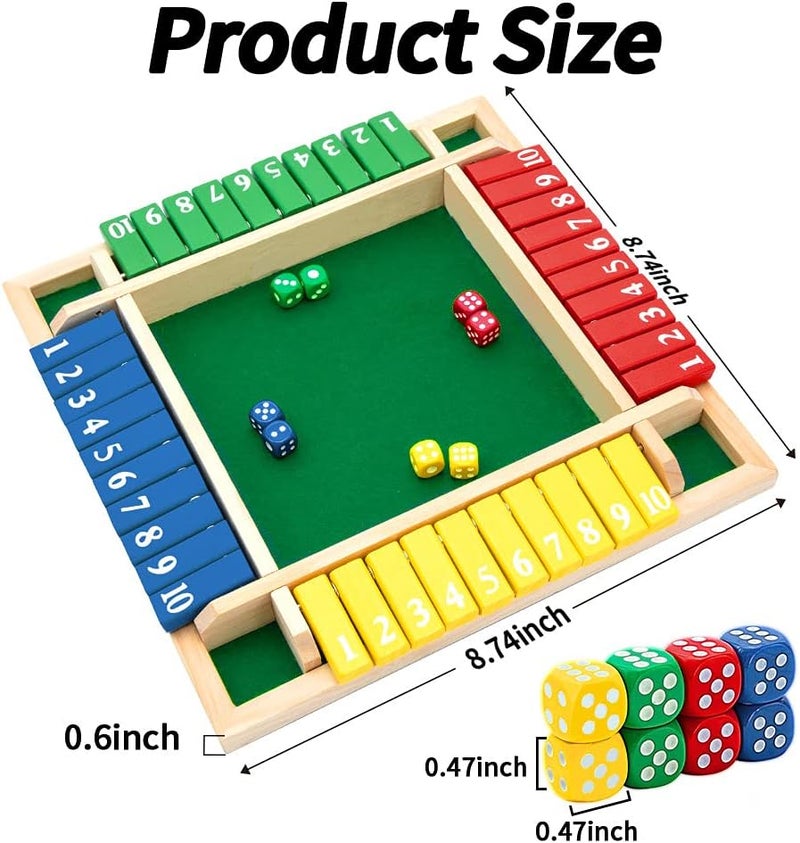 Nicecho Shut The Box Dice Game,2-4 Player Family Wooden Board Table Math Games for Adults and Kids, 8 Dices Classics Games for Classroom,Home,Party or Pub - Image 2